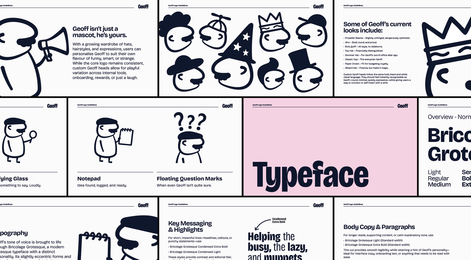 Geoff typeface and illustration board