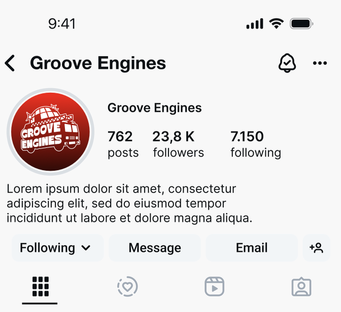 Groove Engines Instagram grid
