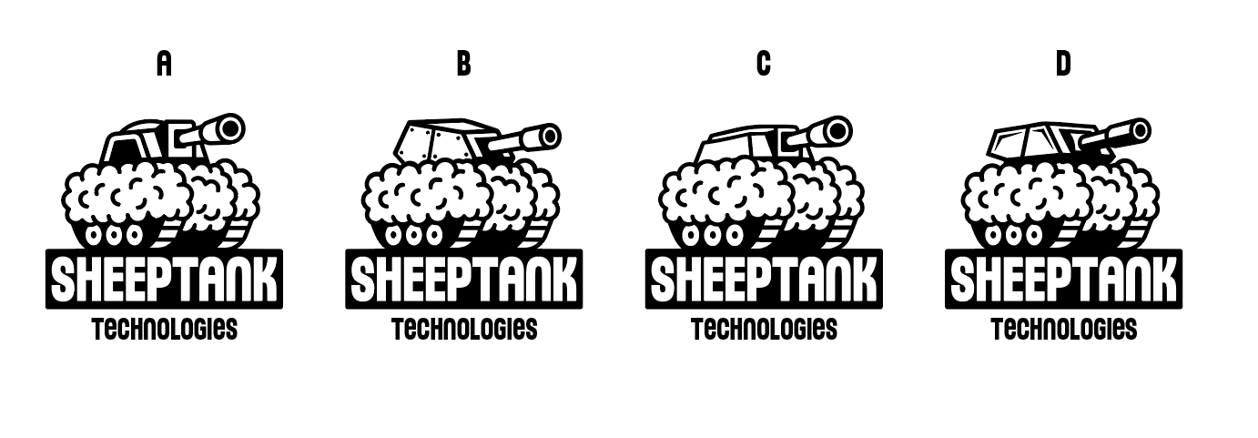 SheepTank logo concepts A to D