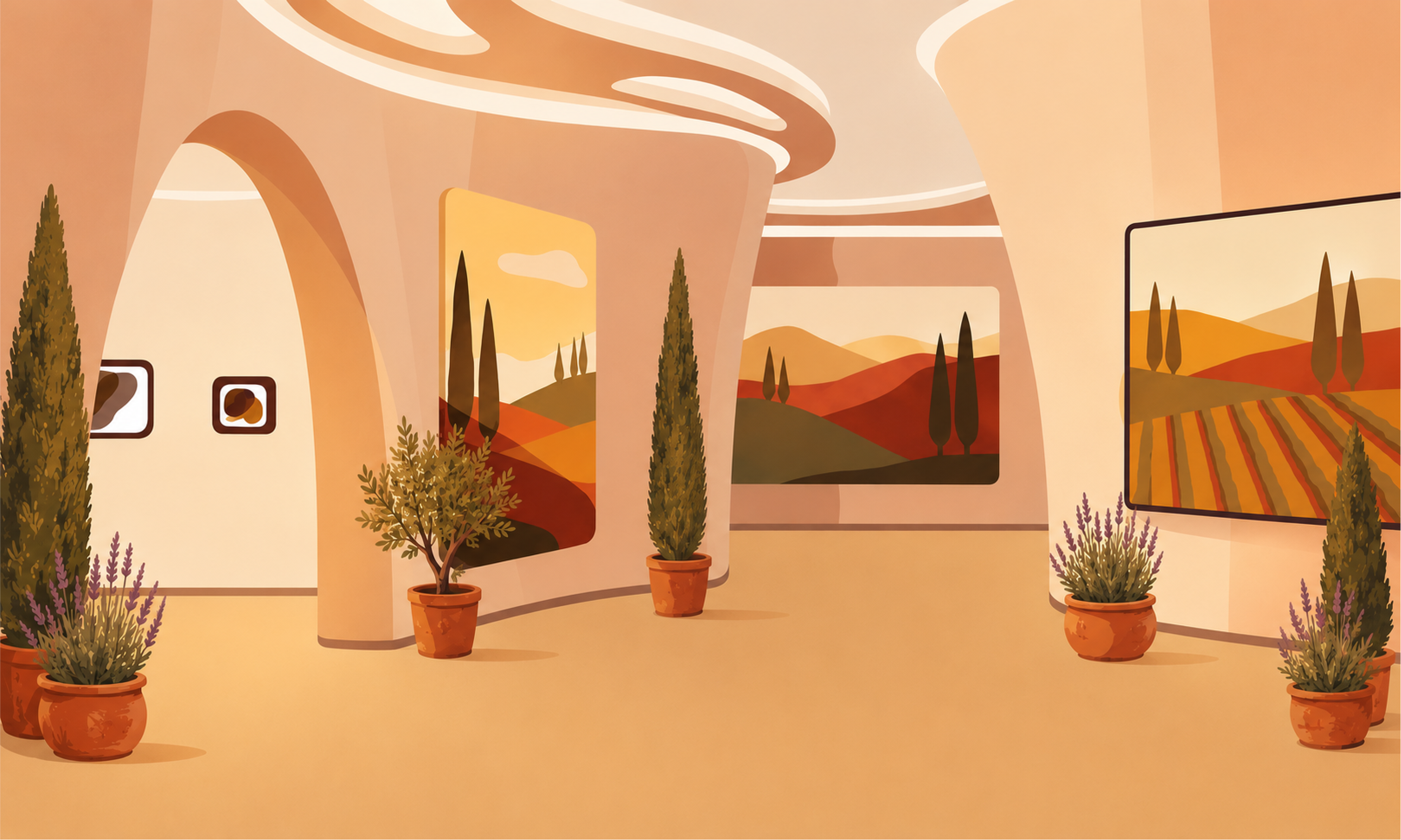 Illustrated Tuscan gallery interior